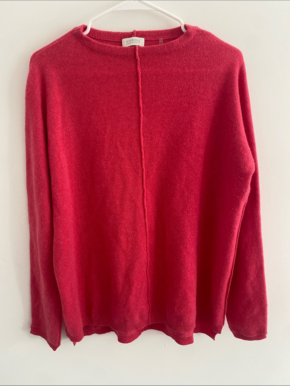 Kinross Cashmere L/S Crew Sweater Cranberry Size Medium